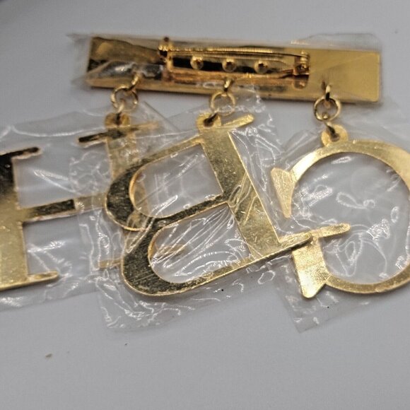 VTG Georgio Beverly Hills GBH Dangling Logo Gold Brooch Pin new wrapped rare - Picture 3 of 4